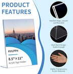 8.5x11 Clear Acrylic Sign Holders (12 Pack), Vertical L-Shaped Tabletop Stands for Menus, Office Documents & Restaurant Signs - Image 2
