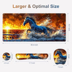Large Mouse Pad, Keyboard Wrist Rest Set, Ergonomic Mouse Pad with Wrist Support, Desk Mat with Stitched Edges + Coaster, Extended Desk Pad Waterproof Desk Mat for Home Office Game I Running Horse - Image 7
