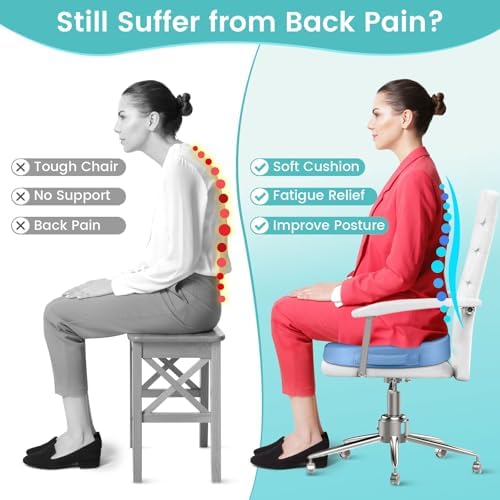 Gel Seat Cushion, Cooling Memory Foam Cushion for Office Chair, Blue - Image 5