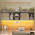 SEDETA 67" Farmhouse L Shaped Desk with Hutch, Grey - Image 4