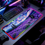 RGB Lavender Field Starry Night Gaming Desk Mat & Mouse Pad, XL - Image 2