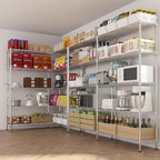 5 Tier Storage Racks Shelving, Heavy Steel Pantry Shelves, Adjustable Wire Shelving Rack, Suitable for Garage, Kitchens, Offices, 58" W x 14" D x 71" H, Chrome - Image 3