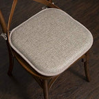 Sweet Home Collection Chair Cushion Memory Foam Pads with Ties Honeycomb Pattern Slip Non Skid Rubber Back Rounded Square 16" x 16" Seat Cover, 4 Pack, Cameron Beige Taupe - Image 3