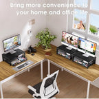 OPNICE Computer Monitor Stand Riser, Desk Organizer with Drawer, Printer & Laptop Stand, Office Desk Accessories & Workspace Desktop Organizers Storage for Office Supplies(Black 2-Pack) - Image 6