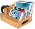 Bamboo Wood Multi-Device Desktop Charging Dock Station Charger Holder Cradle Charge Stand Compatible iPhone 16 15 14 13 Pro Max iPad Mini Pro Air Apple Watch Ulrta 10 9 8 7 6 5 4 3 2 iWatch Smartphone by Unknown