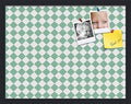 PinPix 22x17 inch Cork Bulletin Board. This Decorative Framed Pin Board Comes with Diamond Pattern in Green and White Design and Satin Black. Ideal for Home, Office Decor or School (PinPix-330) by PinPixBulletinBoards