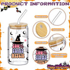 SiliFine 6 Pcs Halloween Glass Cups, 16 oz with Lids and Straws - Image 4