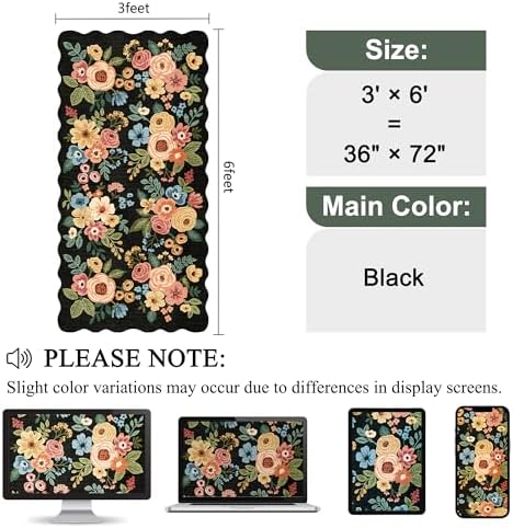 DUKINO 3x6 Runner Rug for Hallway, Washable Kitchen Rug Non Slip, Black - Image 2