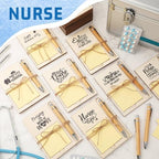 Thenshop 72 Pcs Christmas Nurse Appreciation Gifts Nurse Week Gifts Christmas Bulk 24 Inspirational Wooden Sticky Notes Holder 24 Sticky Notes 24 Ballpoint Pens for Doctor Coworker to Do List Supplies - Image 4