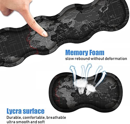 Ergonomic Keyboard Wrist Rest & Mouse Pad Wrist Rest Set, Large XXL Gaming Mousepad 31.5"x 11.8", Memory Foam, Easy Typing Pain Relief, Multifunctional Desk Mat for Office & Home, World Map Pattern - Image 4