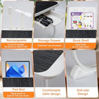 Laptop Desk for Bed, Adjustable Height Laptop Bed Table, Foldable Lap Desk with USB Charge Port, Desktop Card Slot, Side Drawer, Book Shelf, Portable Lap Tray for Eating Reading Working Sofa & Floor - Image 4