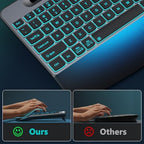 GAMCATZ Ergonomic Backlit Wireless Keyboard with Wrist Rest-Low-Profile,Phone/Tablet Holder,Rechargeable with Light Up Keyboard,Cordless Quiet Computer Keyboard for Desktop,Laptop, PC, Mac-Grey - Image 4