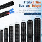 Sasylvia Mixed Sizes Split Wire Loom Tubing, Cord Protector - Image 2
