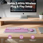 Wireless Keyboard Mouse Combo, Purple, Round Keycaps, Magnetic Wrist Rest - Image 7
