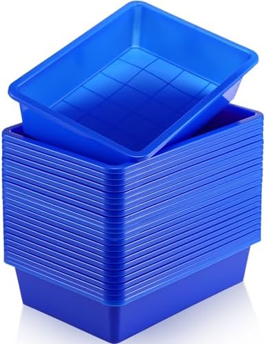 Sintuff 24 Pcs Classroom Paper Tray, Stackable Letter Size Bin, Blue by Sintuff