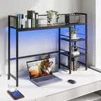HavenlyYouth Desk Shelf with LED Light Strip, 3-Tier Storage Desktop Organizer Shelf, 38.6" Wood Desktop Bookshelf for Computer Monitor, Desk Hutch for Home Office Dorm, Black - Image 4