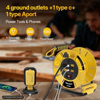 Extension Cord Storage Reel with 4-Grounded Outlet & 2 USB Port, 15A Circuit Breaker, Heavy Duty Open Cord Reel for 12/3,14/3 Gauge Power Cord, Hand Wind Retractable,ETL Listed Yellow Y85CR06 - Image 5