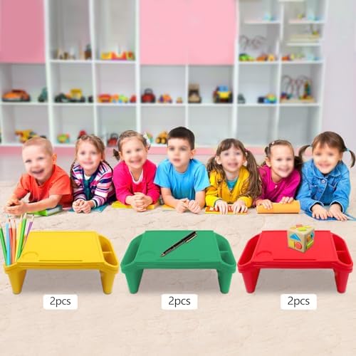 6 Pack Kids Lap Desk, Portable Plastic Lap Tray with Storage Slots and Cup Holder, Stackable Activity Table for Writing Drawing Snacks, 19.7x9.8x7.1 Inch - Image 6