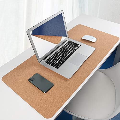 Ruby Lil Natural Cork & Leather Desk Writing Mat, Dual Use Desk Matt for Desktop,Multifunctional Office Desk Pad, PU Leather Mouse Pad,Navy,31"x 16" - Image 4