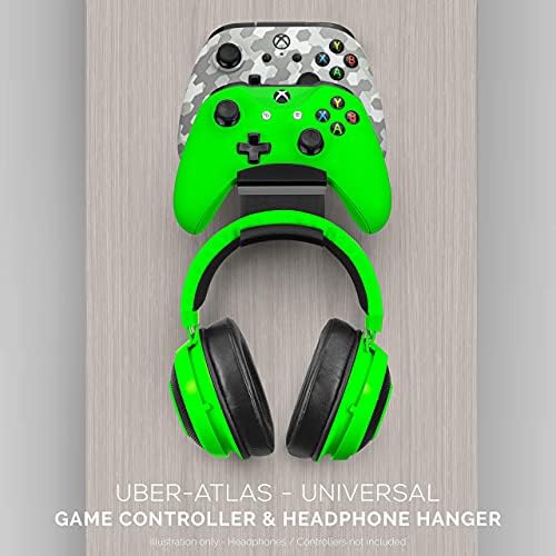 BRAINWAVZ The UberAtlas Dual Game Controller & Headphone Stand Wall Mount Holder for Xbox ONE, Series X, PS5, PS4, PS3, Switch, STEELSERIES Gamepad & More, Stay Organized No Screws (Two Pack) - Image 6