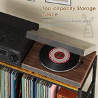 Sonyabecca Record Player Stand with 4 Adjustable Dividers, Vinyl Record Storage Up to 300+ Albums, 3-Tier Vinyl Storage Holder with Open Wooden Desktop for Living Room, Bedroom - Image 5