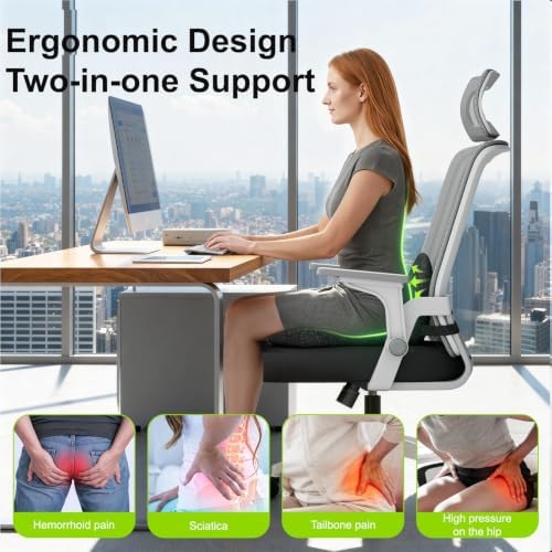 Office Chair Cushion, Ergonomic Seat Cushion with Back Support - Image 2