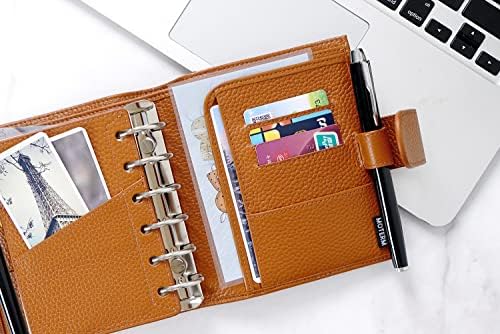 Moterm Pocket Luxe Rings Planner - Genuine Leather Binder Organizer (Pebble-Burnt Orange, 30mm Ring) - Image 4