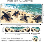 Keyboard Wrist Rest Set,Memory Foam Wrist Support Mouse Pad,31.5"x11.8" Desk Mat for Comfortable Typing & Pain Relief,Non-Slip Base for Office & Home Use - Turtles Crawling on the Beach - Image 2
