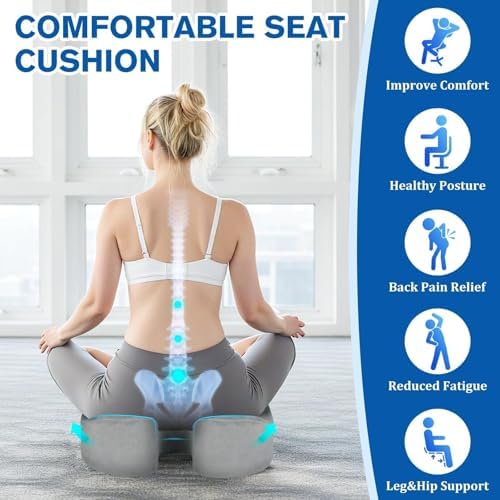 CushyOasis Seat Cushion, Gel Memory Foam Office Chair Cushions, (Light Grey) - Image 3