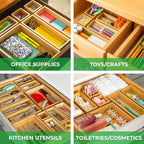 Grow Forward Bamboo Drawer Organizer Boxes - Set of 21 Wooden Drawer Organizers for Kitchen, Bathroom, Office, Desk, Vanity, Makeup - Non-Slip Junk Drawer Organizer Trays for Storage and Organization - Image 2