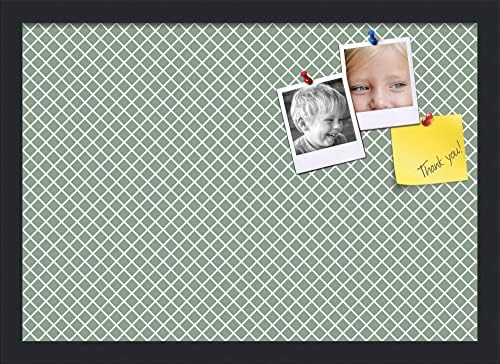 PinPix 20x14 inch Cork Bulletin Board. This Decorative Framed Pin Board Comes with Diamond Pattern in Nile Green Design and Satin Black. Ideal for Home, Office Decor or School (PinPix-380) by PinPixBulletinBoards