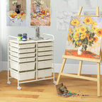 LDAILY 12 Drawer Rolling Storage Cart, Craft Cart Organizer on Wheels w/Metal Frame, Large Capacity & Smooth Drawer, Rolling Cart w/Drawers for Classroom, Office - Image 2