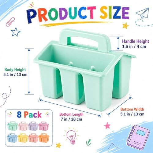 gisgfim 8 Pack Pastel Classroom Caddy Table Organizer with Handle - Image 2