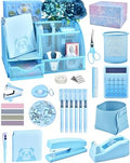 23pc Blue Desk Accessories and Organizers with Mesh Organizer Stapler Tape Dispenser Calculator and a Lot of Office Purple Office Supplies Beautifully Presented in a Gift Box by Vamrak