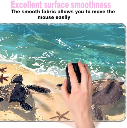 Keyboard Wrist Rest Set,Memory Foam Wrist Support Mouse Pad,31.5"x11.8" Desk Mat for Comfortable Typing & Pain Relief,Non-Slip Base for Office & Home Use - Turtles Crawling on the Beach - Image 5
