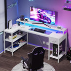 OLIXIS 53 Inch L Shaped Gaming Desk with LED Lights, Storage Shelves - Image 4