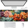 Heated Mouse Pad Hand Warmer, Warm Desk Pad Mousepad Desk Mat with 3 Levels Heating and Auto Shut Down 31.5 x 13 inch PU Leather Warmer Keyboard Mat for Gaming Office Home, Art Watercolour Flowers by Unknown