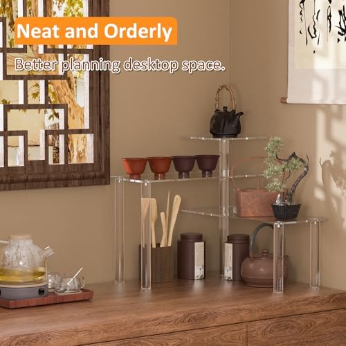 Sezanrpt Clear Countertop Corner Organizer Shelf 11.8x11.8x12.4 Inch, 3 Tier Acrylic Bathroom Organizer Corner Shelf for Countertop, Space Saver, Moisture Proof (Pack of 2) - Image 4