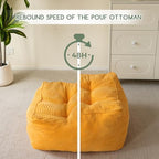 HIGOGOGO Square Stuffed Pouf Ottoman, Corduroy Poufs with Foam Chunk Filling, Furry and Fluffy Pouf Foot Stool Storage Ottoman, 21 X 21 Floor Poufs Foot Rest for Living Room, Orange - Image 4