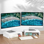TEAMIX White Monitor Stand Riser, 2 Pack Wood - Image 2
