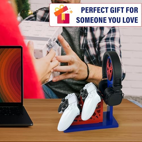 Gamer Gift for Men Teenage Boy Wood Controller Organizer with Headphone Holder & Game Controller Stand - Unique Gift Idea for Husband, Boyfriend, Gamers, Game Lover, Gaming Accessory (Spider) - Image 6