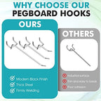 Hicarer 200 Pcs Stainless Steel Pegboard Hooks Multiple Sizes Fit 1/4" or 1/8" Pegboard Ideal for Garage Tool Organization, Wall Storage(2 Inch, 4 Inch, 6 Inch) - Image 4