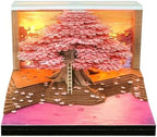 3D Memo Pad Time Piece Calendar 2027, 3D Tear-Off Art Desk Calendar 2027, Creative 3D Memo Pad Paper Art Tree House DIY Paper Carving Decoration (Cherry Blossom Tree) by PTAEXCEL
