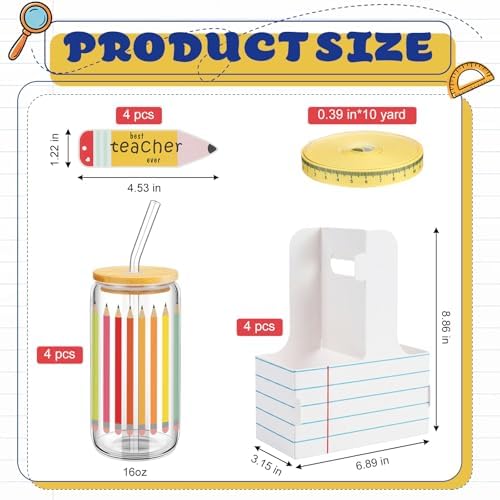 4 Pack Teacher Cups Set Back to School Teacher Gifts, White - Image 2