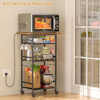 ThreeHio Rolling Kitchen Microwave Cart, 4 Tier Microwave Table Stand with Storage, Kitchen Storage Rack on Wheels, Coffee Station Cart Rack Shelf Organizer for Living Room Office, Balcony - Image 7