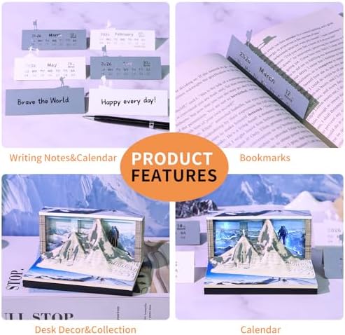 3D Memo Pad, 3D Calendar 2027, Time Piece Calendar, Tear-Off Calendars 2027, 3D Paper Carving Art Memo Pad, Art Carving Sticky Notes for Office Home Gifts Ornaments (Mount Everest) - Image 4