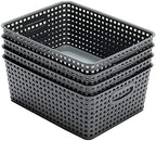 Eslite Plastic Storage Baskets for Organizing,11"X8.5"X4.7",Pack of 4 (Grey) - Image 4