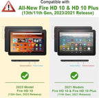 Case for Kindle Fire HD 10 & 10 Plus Tablet (13th/11th Generation, 2023/2021 Release) 10.1" - PU Leather Flip Case with Elastic Band & Card Slots/Holder, Multi-Angle Stand Cover - Metallic Flower - Image 2