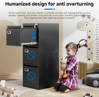 BYNSOE 3 Drawer File Cabinet with Lock Metal Vertical File Cabinet Office Home Narrow File Cabinet for A4 Legal/Letter Size,Assembly Required (Black, 3 Drawers-Vertical) - Image 6