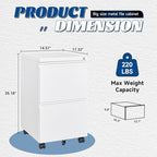 Fesbos 2 Drawers Vertical File Cabinet - Fully Assembled White Under Desk Mobile Filling Cabinet Small Lockable Home Office File Cabinets for A4/Letter/Legal Size - Image 3